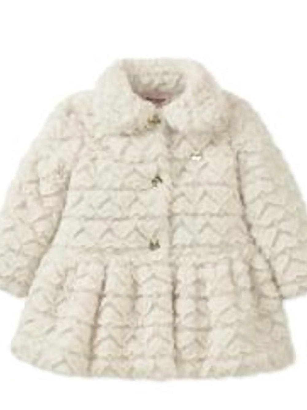 KIDS' LITTLE GIRL'S FAUX FUR PEPLUM JACKET IN IVORY